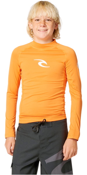 2026 Rip Curl Junior Waves UPF Long Sleeve Rash Vest 12VBRV - Vitamin C